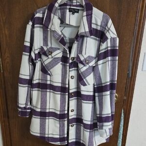 Love Tree Purple and White Plaid Shirt